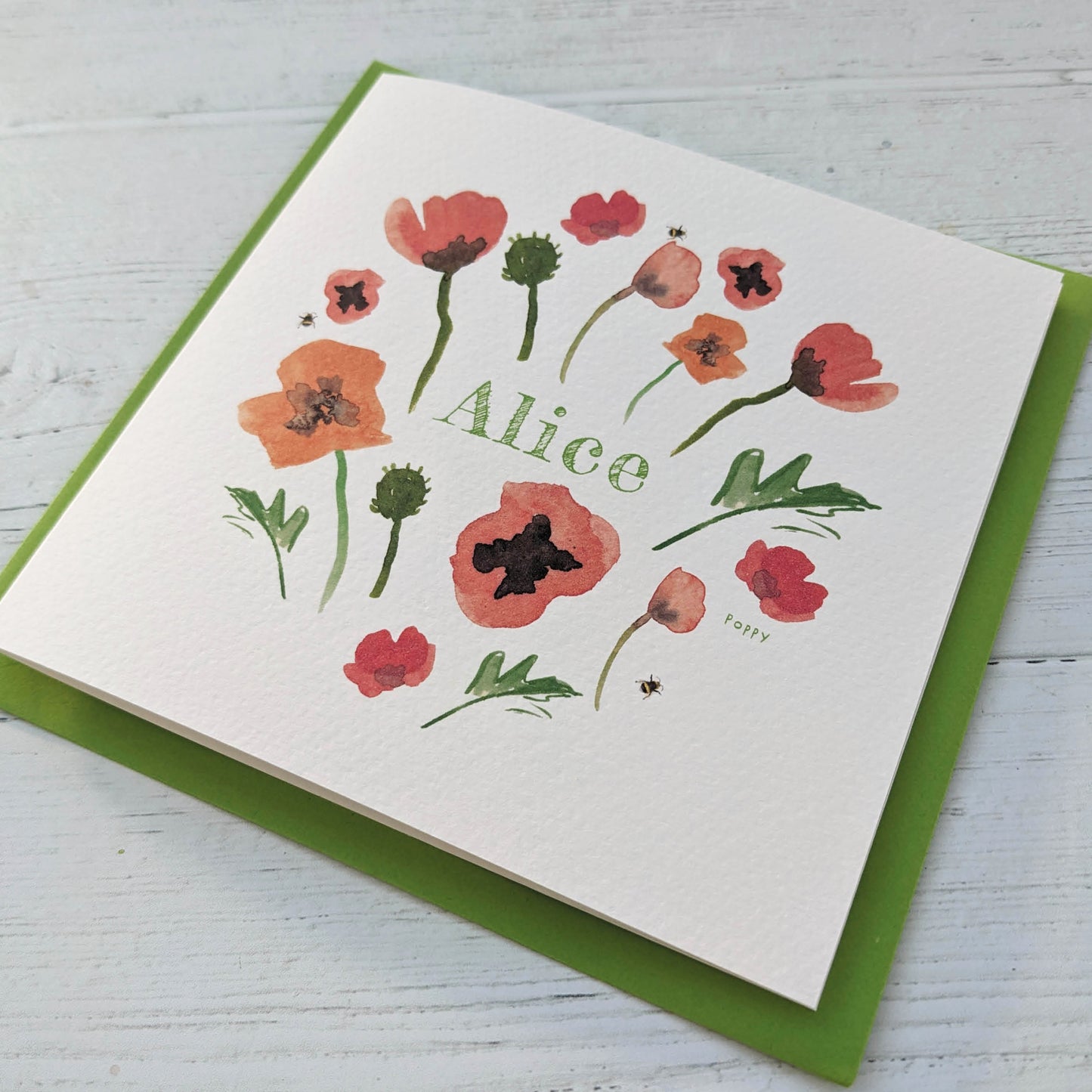 Personalised Greetings Card - Poppy - August birth flower