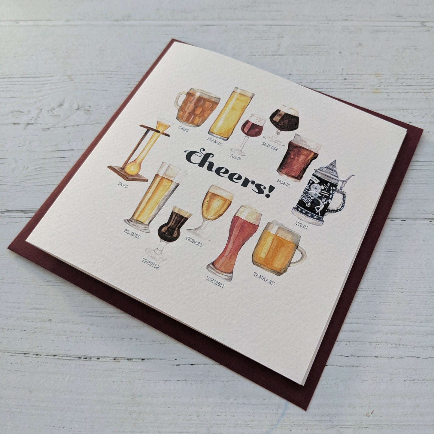Square Greetings Card - Beer Glasses