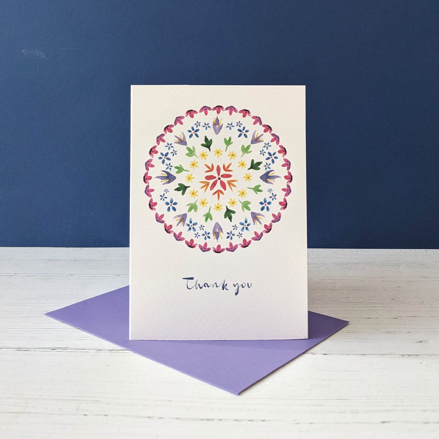 Greetings card - Thank You - Rainbow flowers
