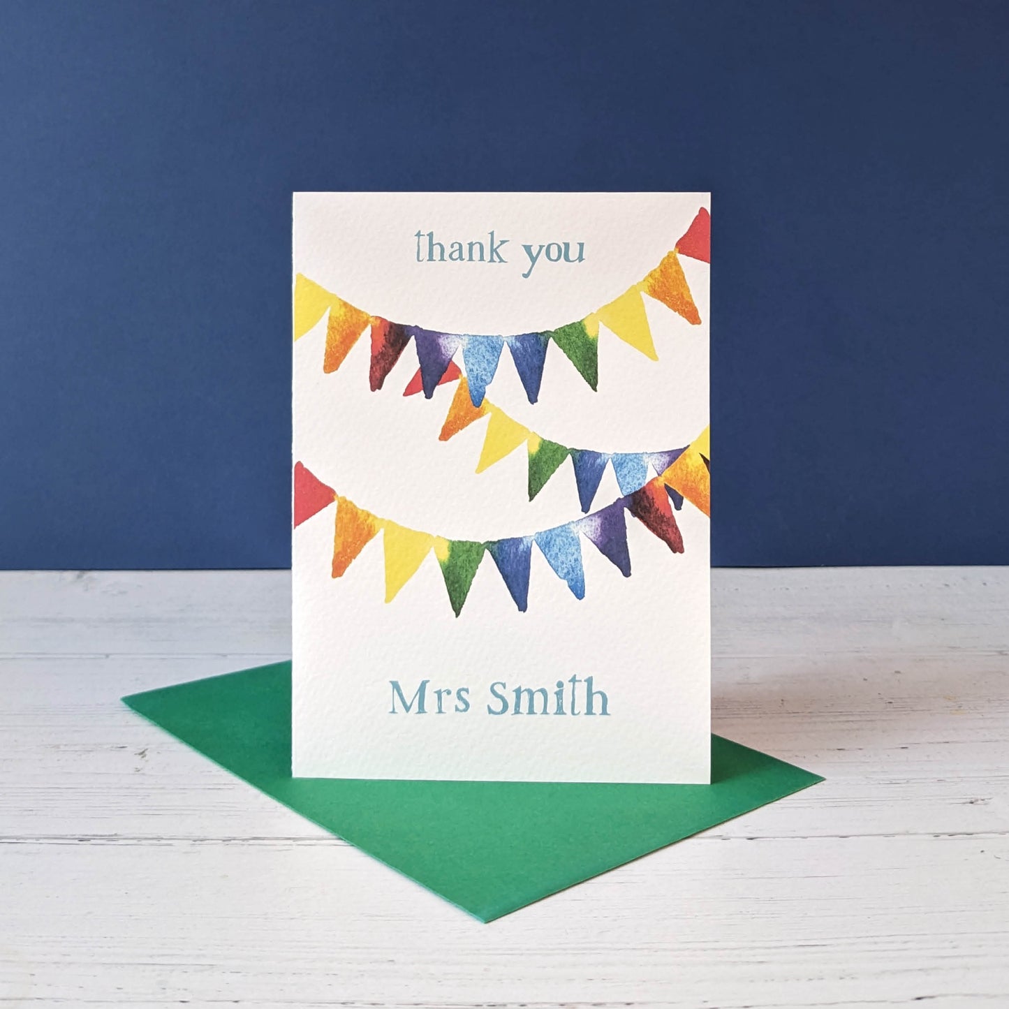 Personalised greetings card - Bunting - Thank you Teacher