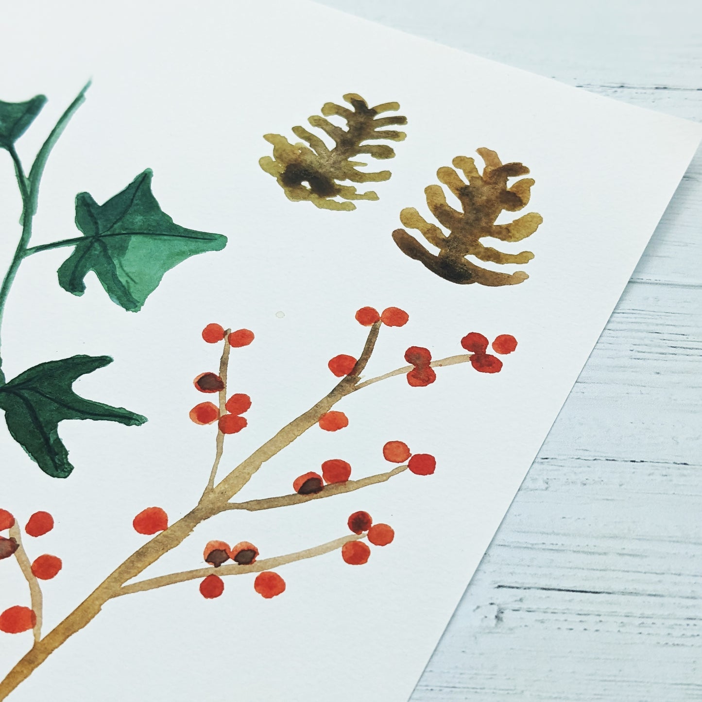 Personalised Winter Floral Wreath Art Print