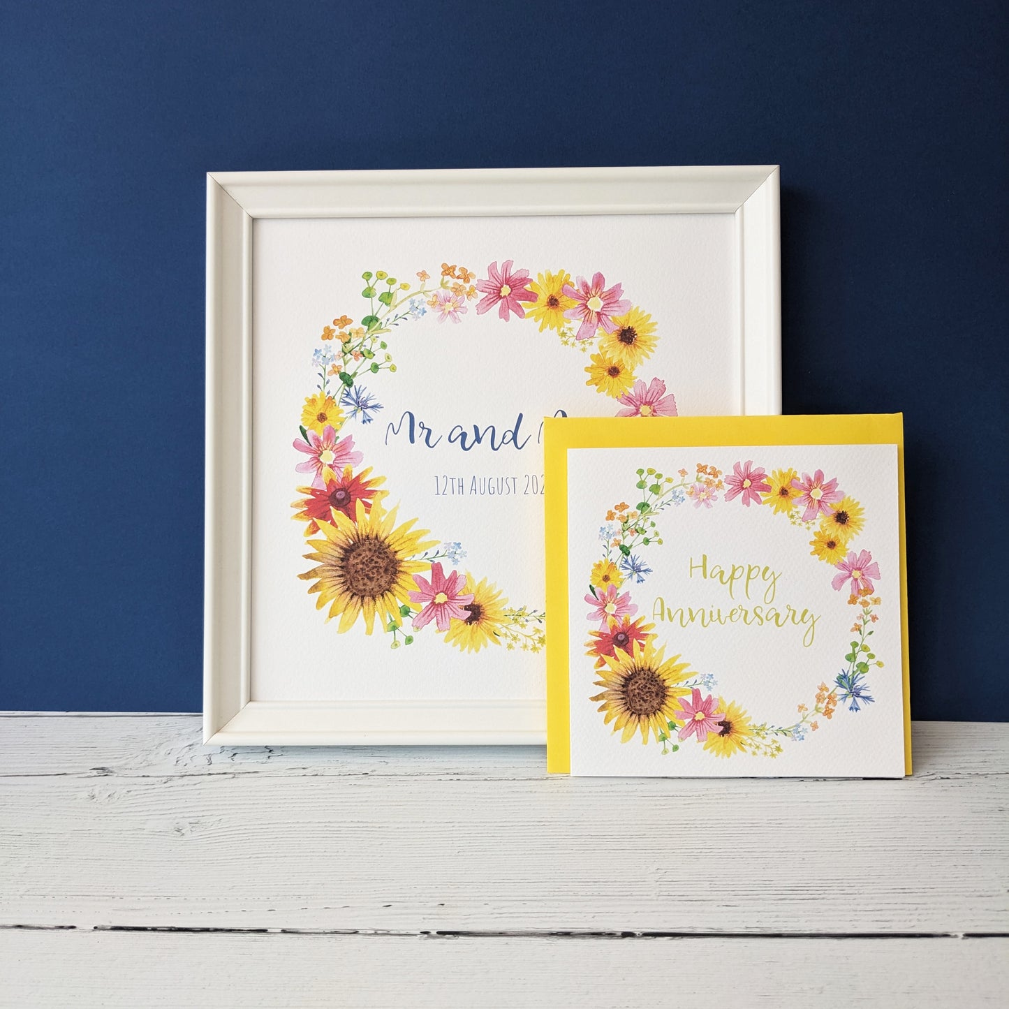 Personalised Summer Floral Wreath Greetings Card