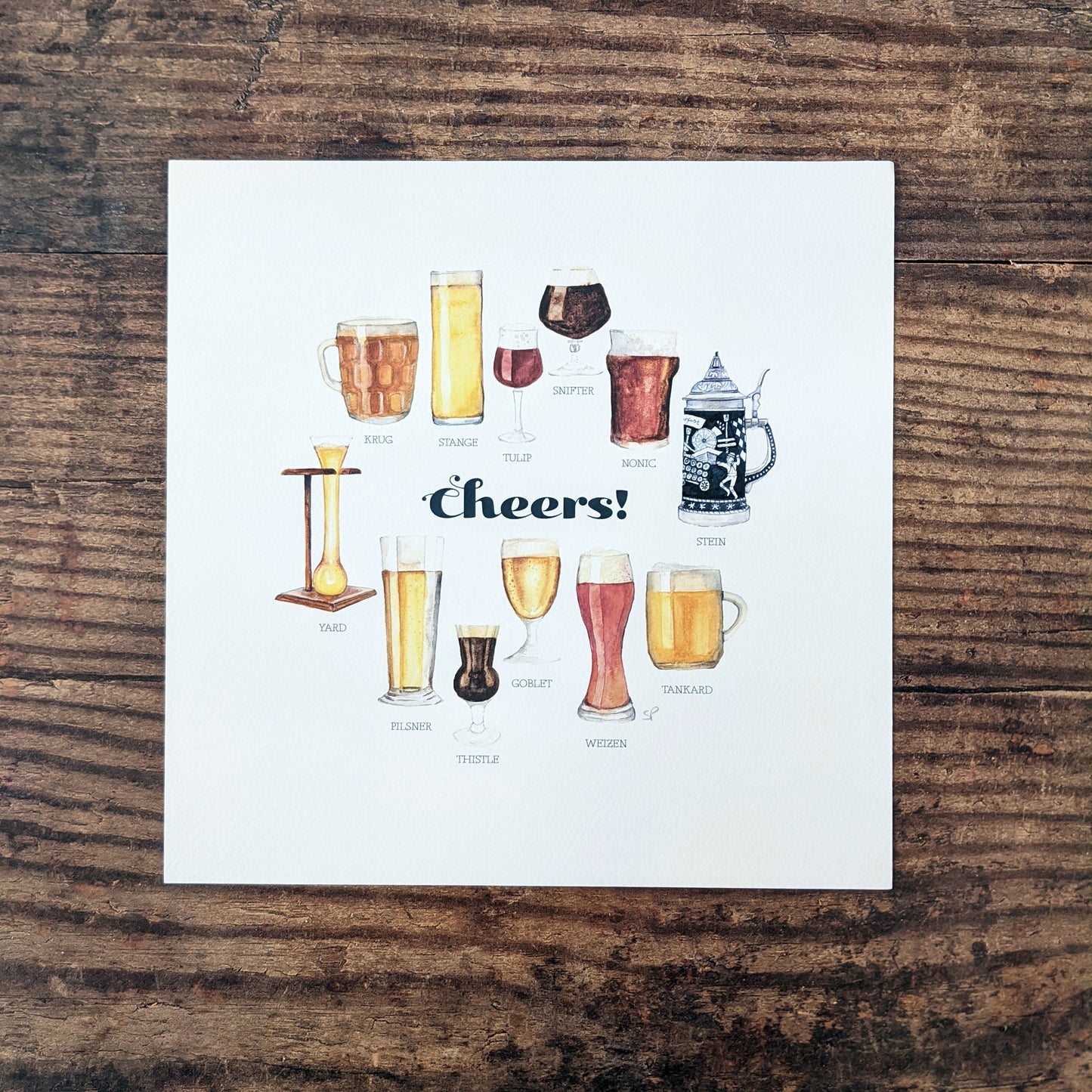 Watercolour Art Print - Beers Glasses