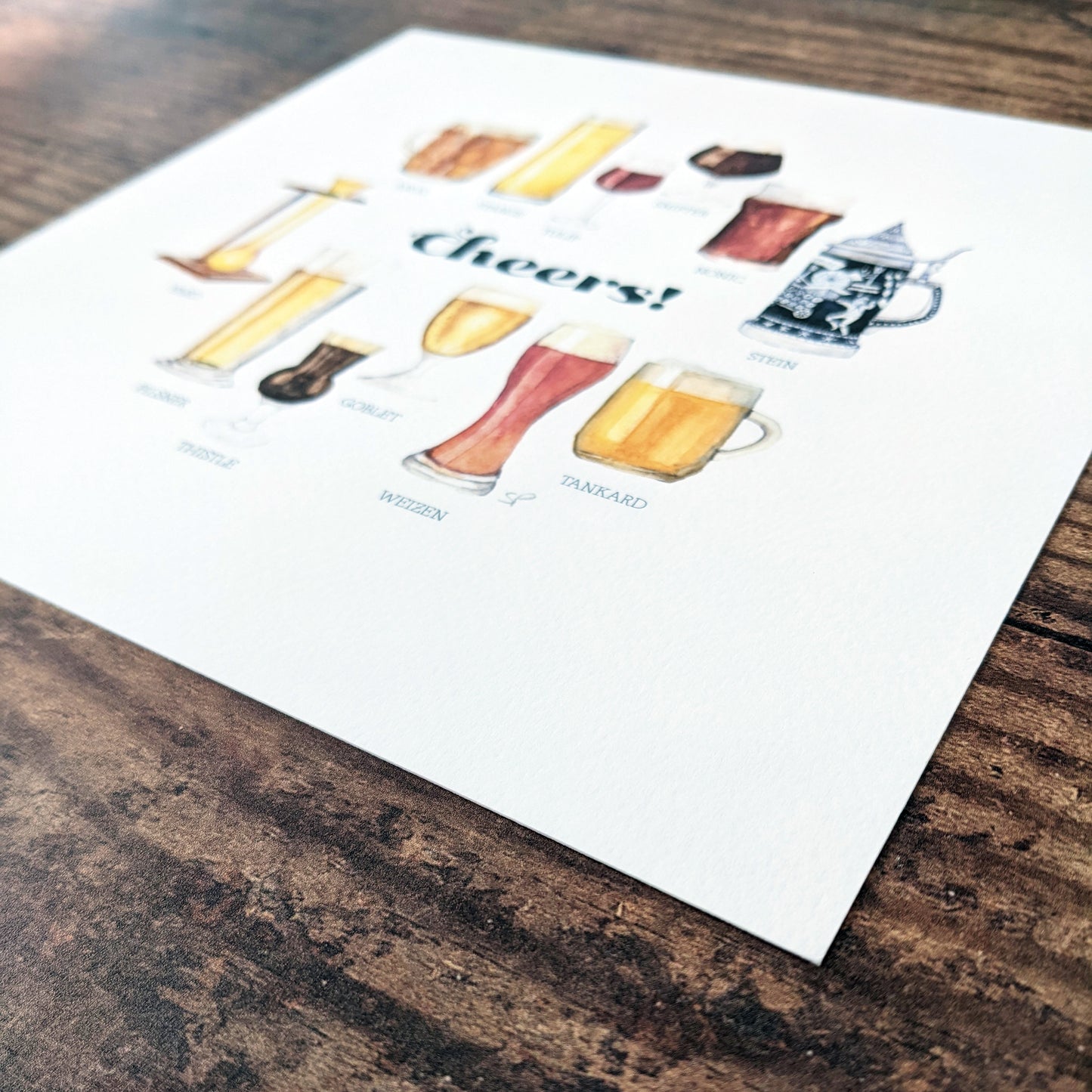 Watercolour Art Print - Beers Glasses
