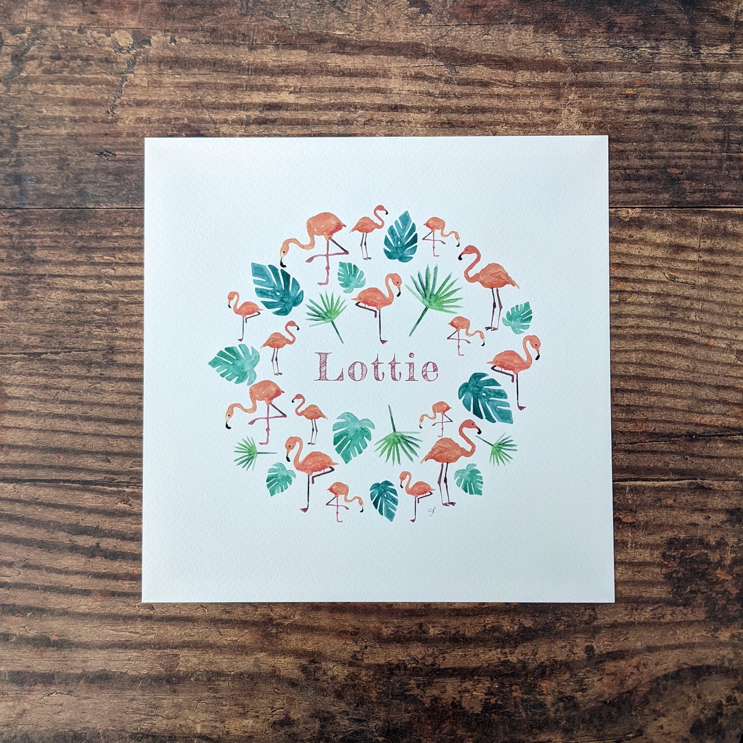 Personalised Watercolour Print - Fancy Flamingos