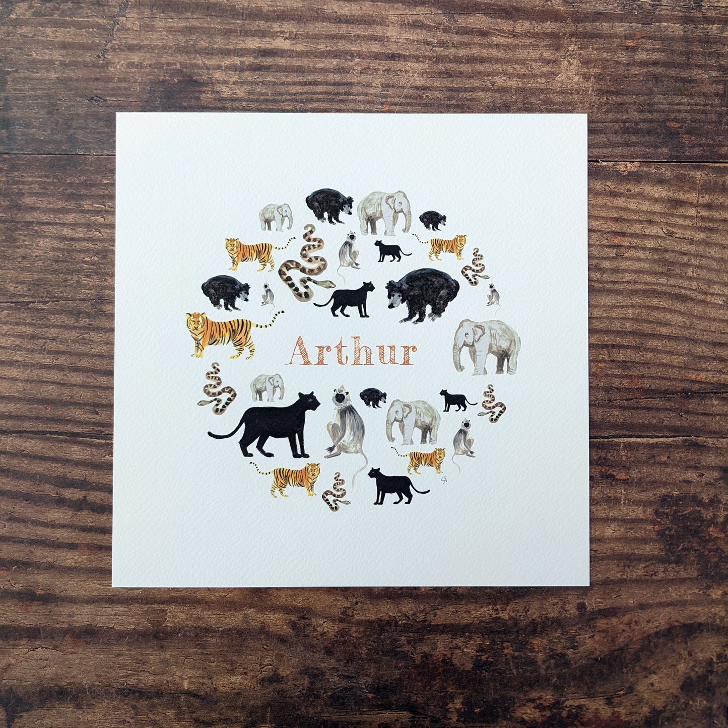Personalised Watercolour Print - Indian Jungle