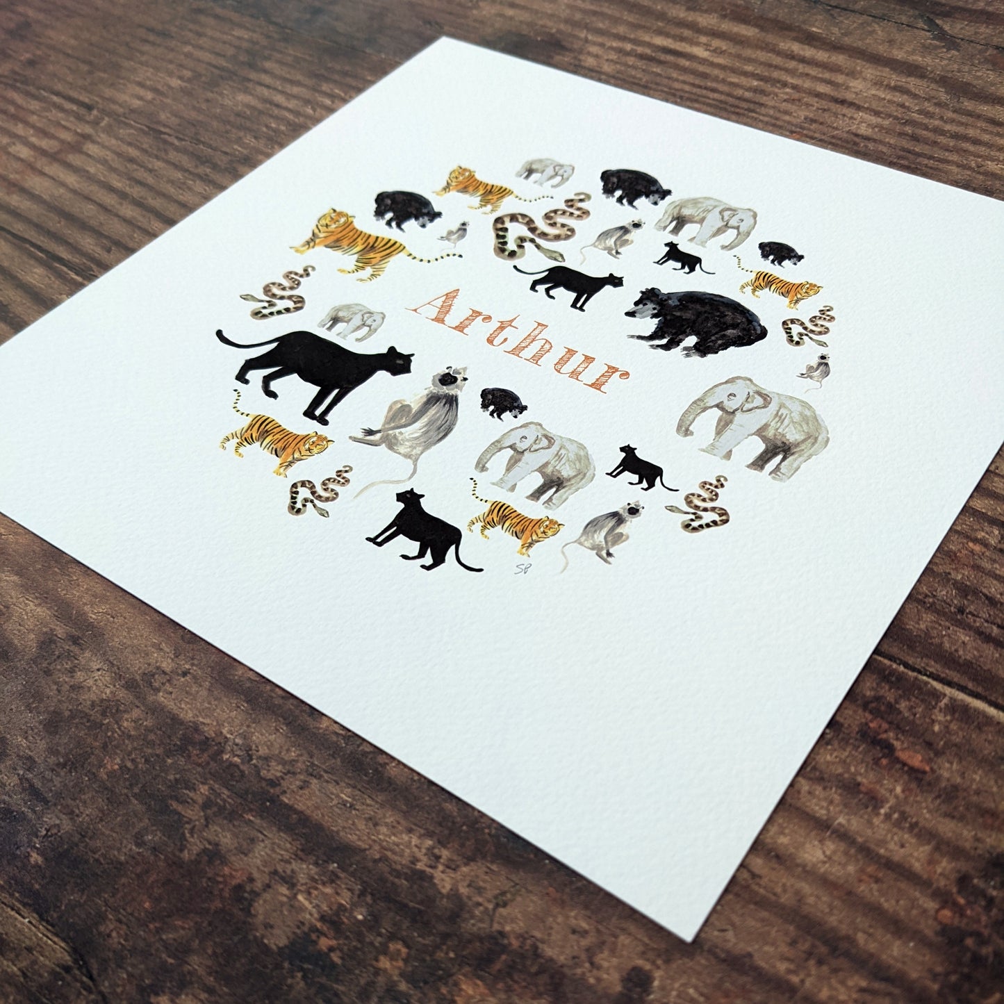 Personalised Watercolour Print - Indian Jungle