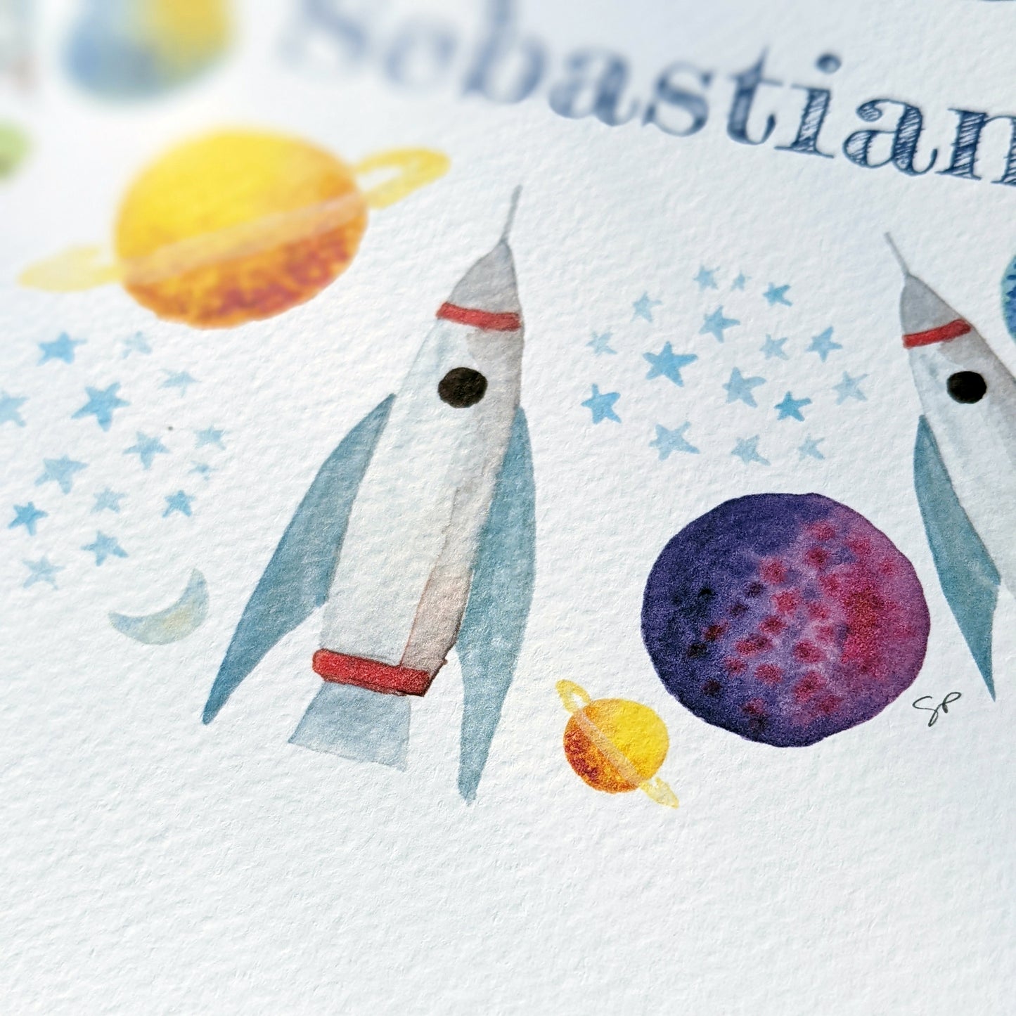 Personalised Watercolour Print - Space Exploration