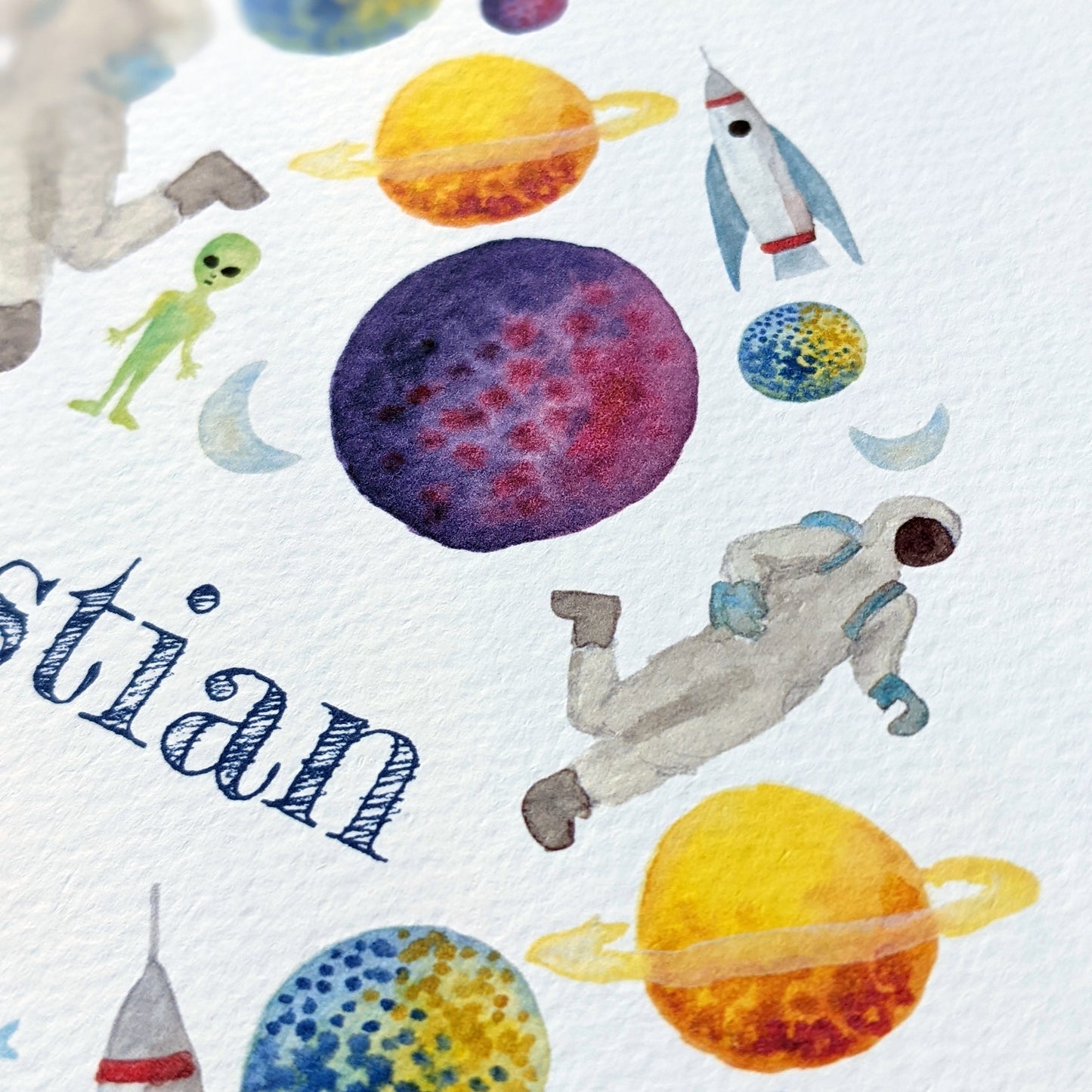 Personalised Watercolour Print - Space Exploration