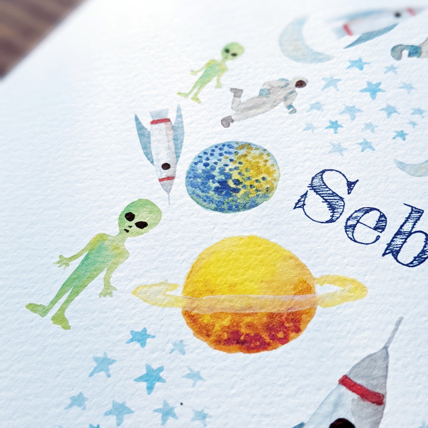 Personalised Watercolour Print - Space Exploration