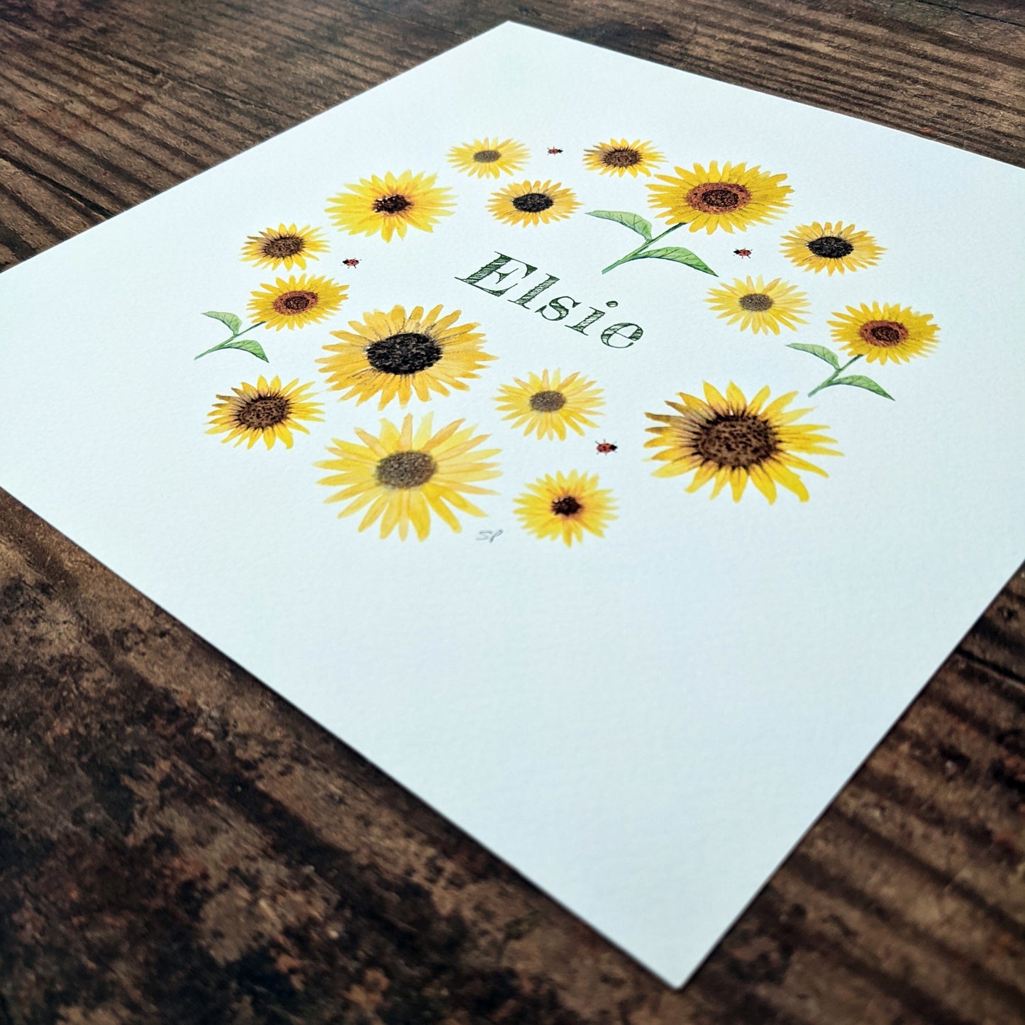 Personalised Watercolour Print - Sunflowers