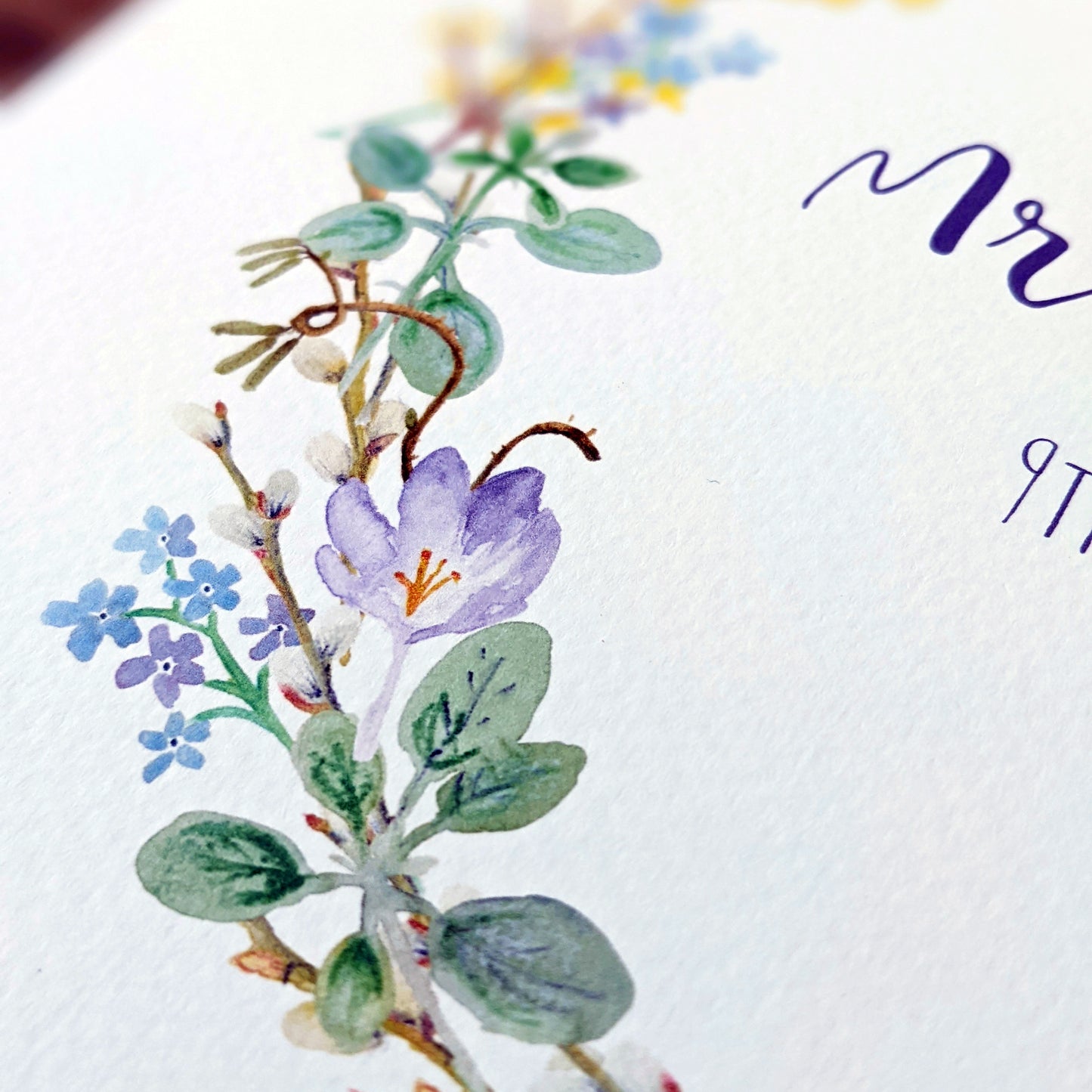 Personalised Spring Floral Wreath Art Print