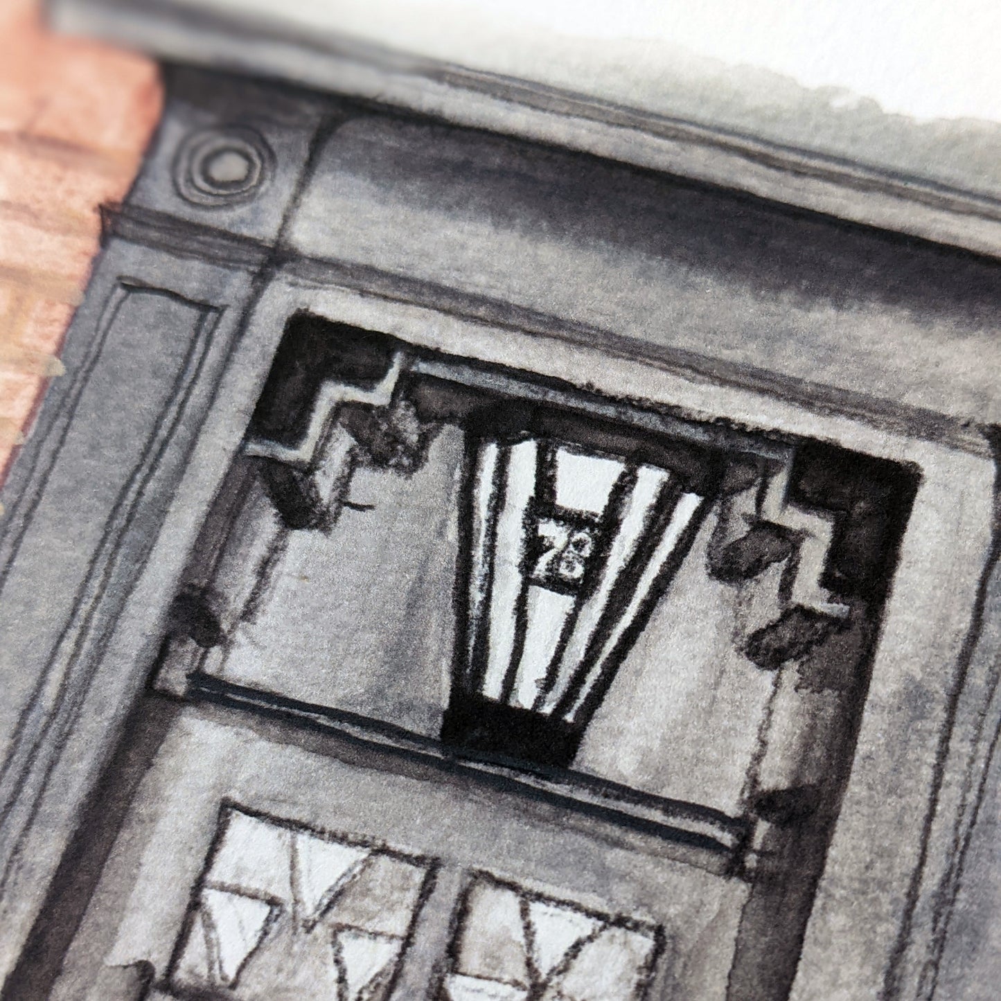 Local Watercolour Print - 78 Derngate front door, Northampton