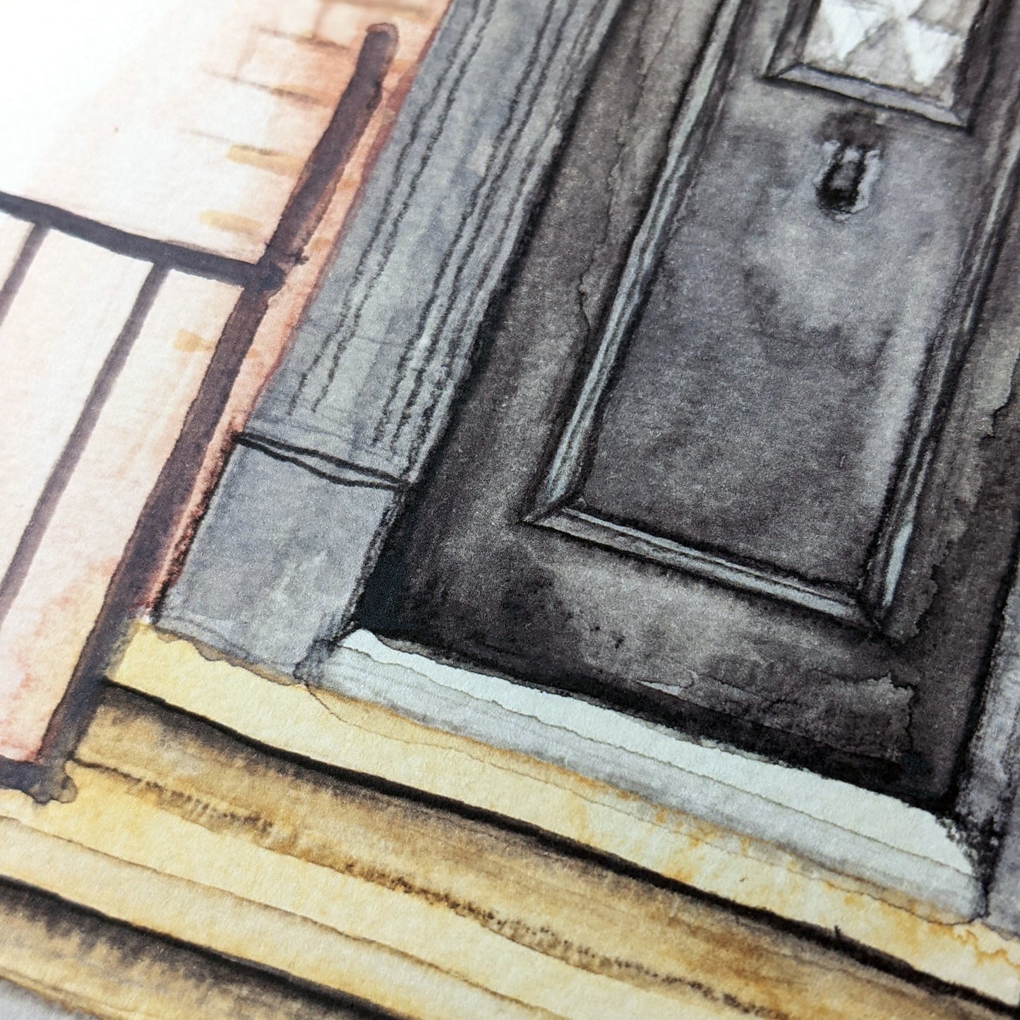 Local Watercolour Print - 78 Derngate front door, Northampton