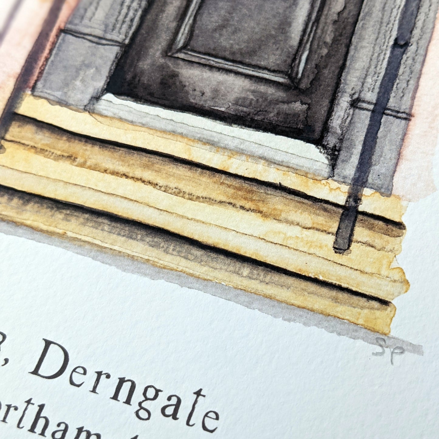 Local Watercolour Print - 78 Derngate front door, Northampton
