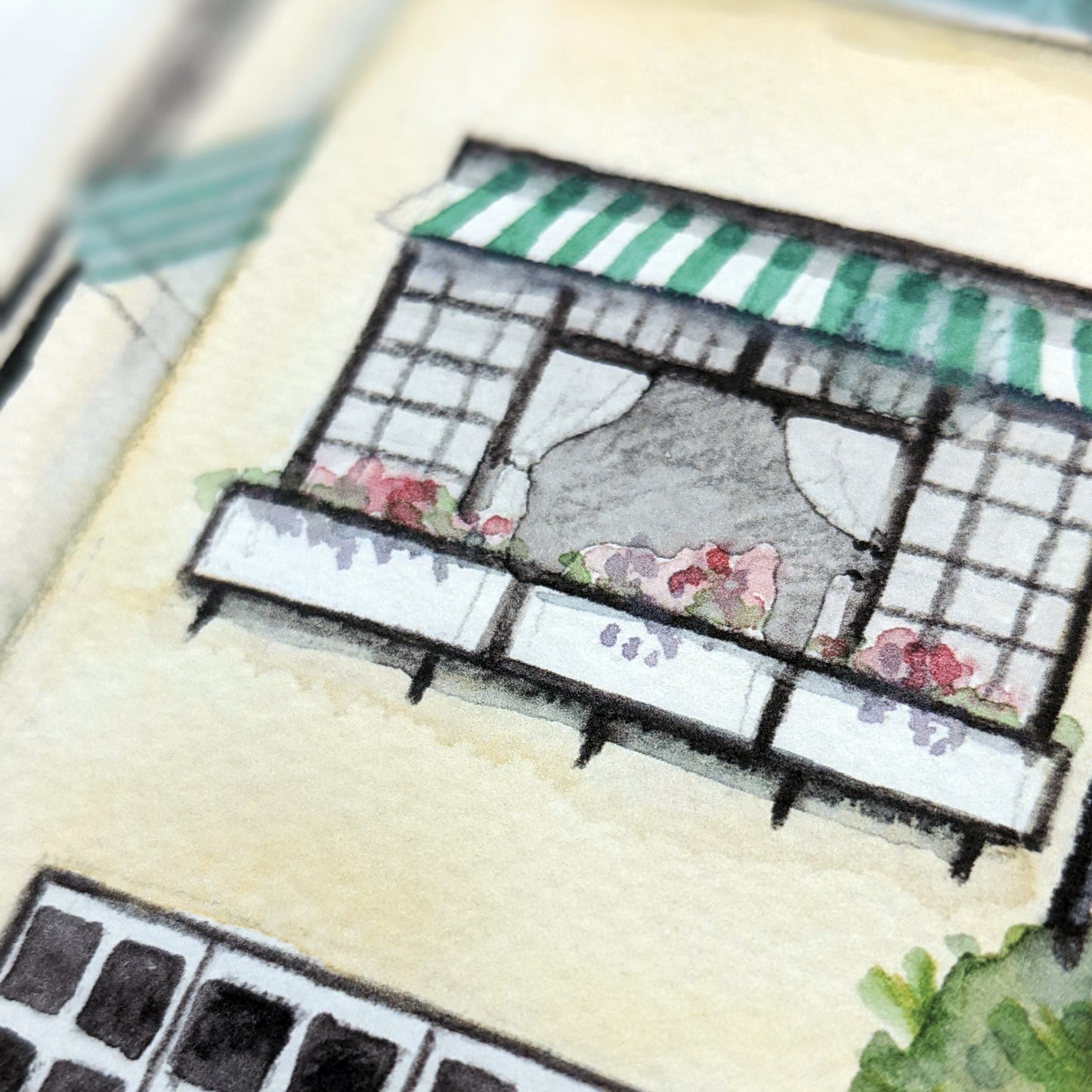 Local Watercolour Print - 78 Derngate, Rear garden, Northampton