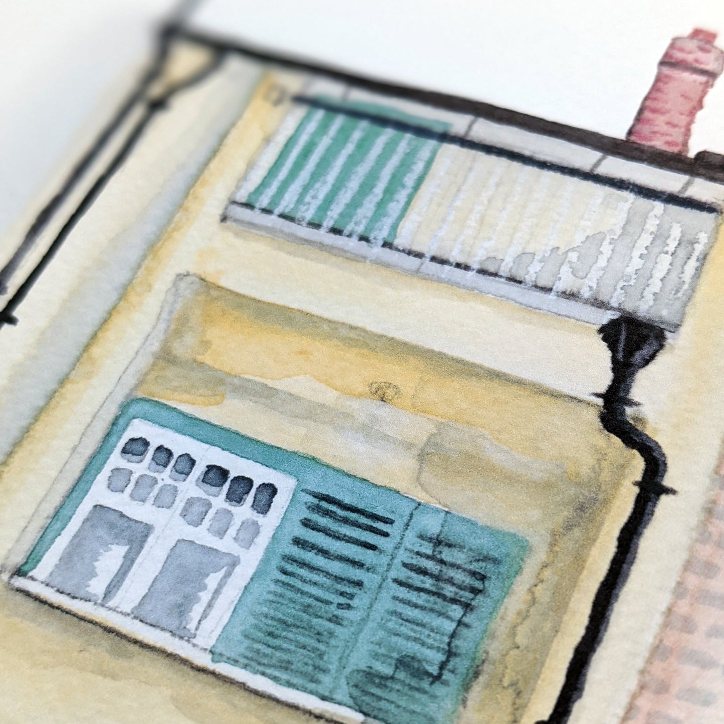 Local Watercolour Print - 78 Derngate, Rear garden, Northampton