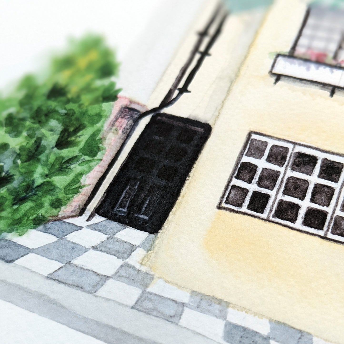 Local Watercolour Print - 78 Derngate, Rear garden, Northampton