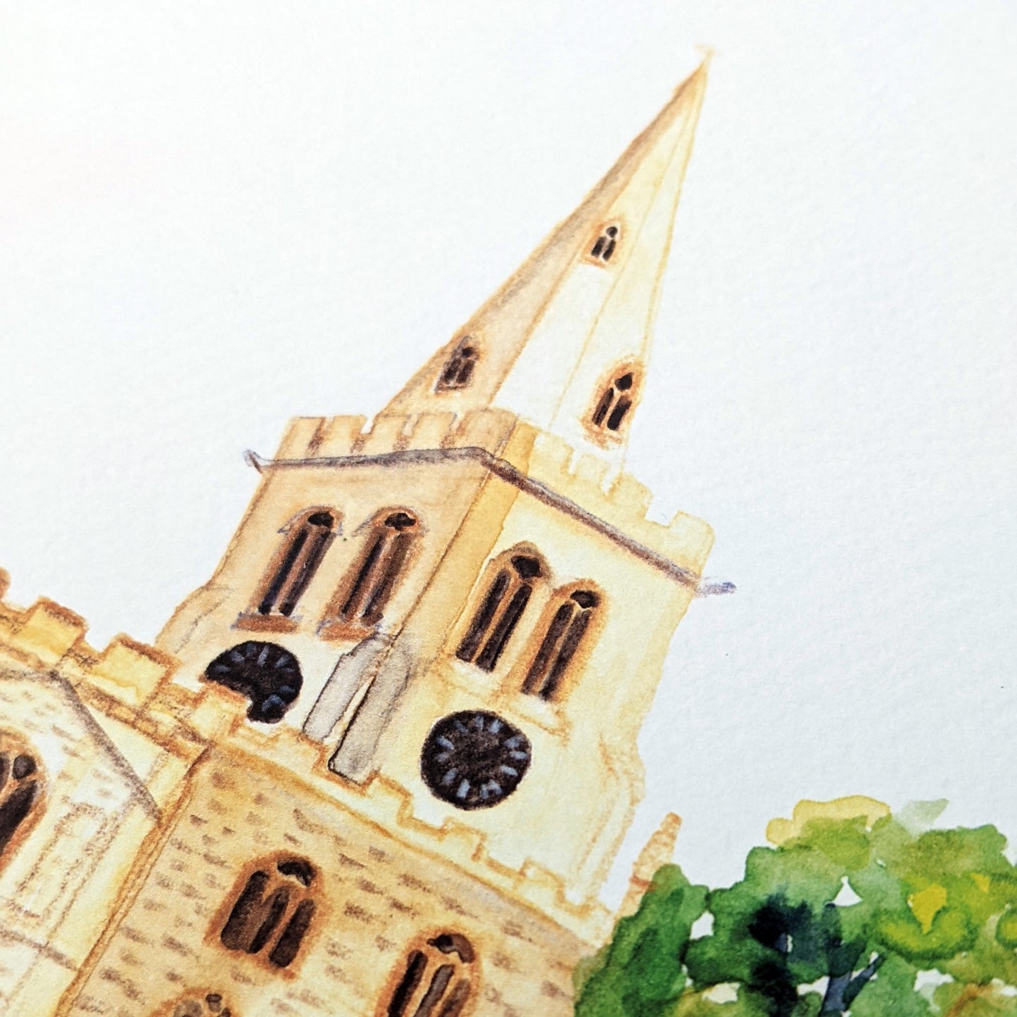 Watercolour Art Print - A Local Collection - St Paul's Church, Bedford