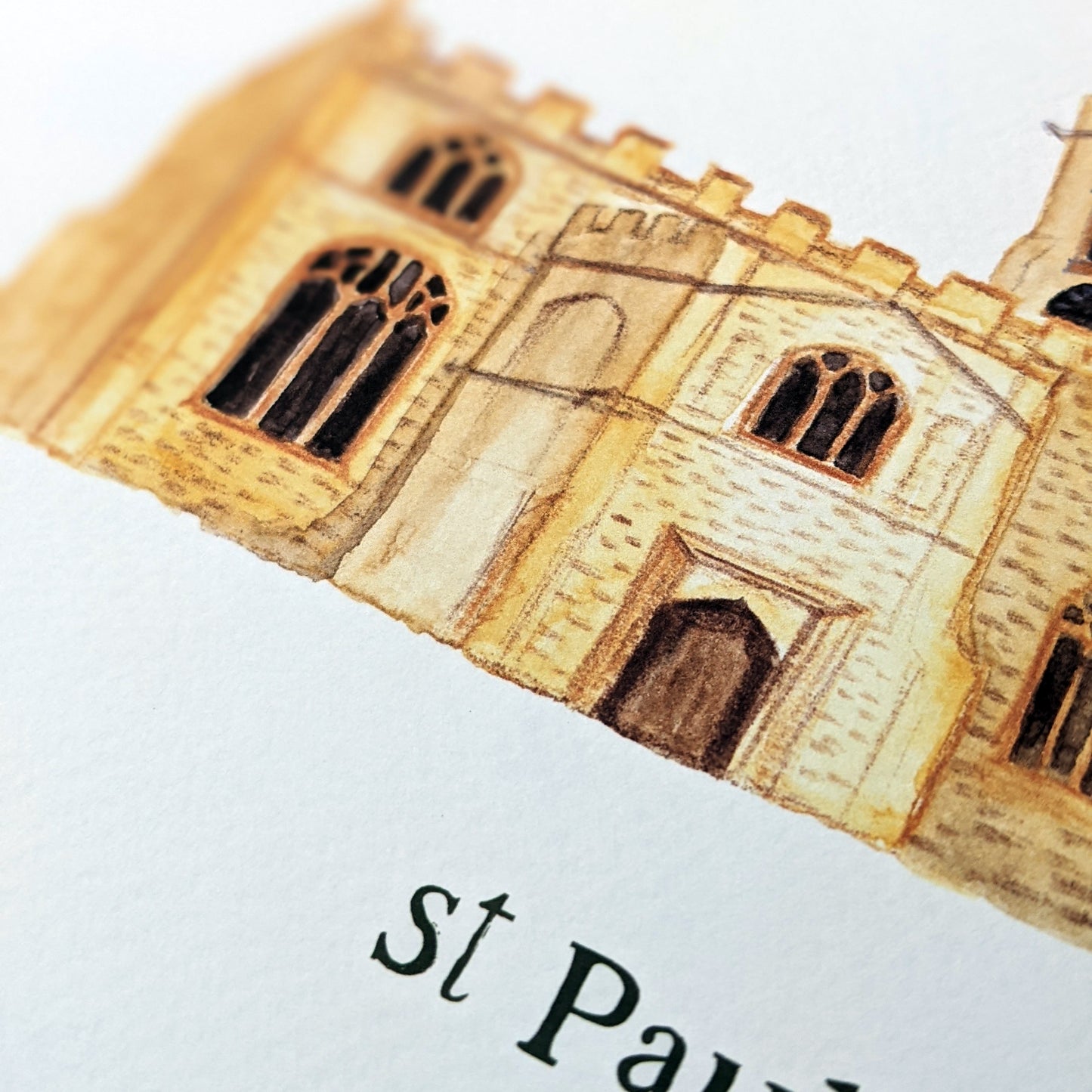 Watercolour Art Print - A Local Collection - St Paul's Church, Bedford