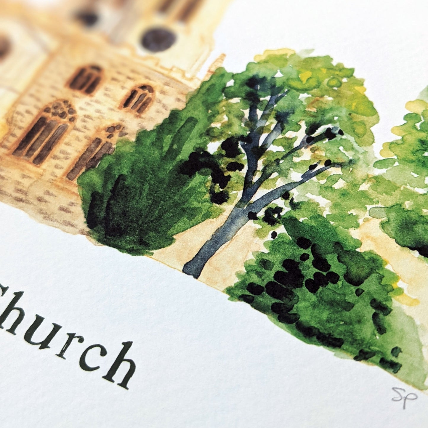 Watercolour Art Print - A Local Collection - St Paul's Church, Bedford