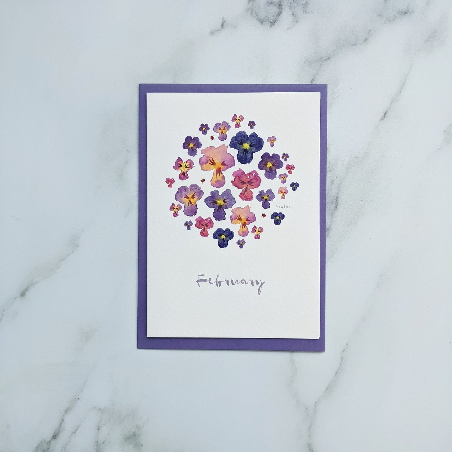Greetings card - Violet - February birth flower