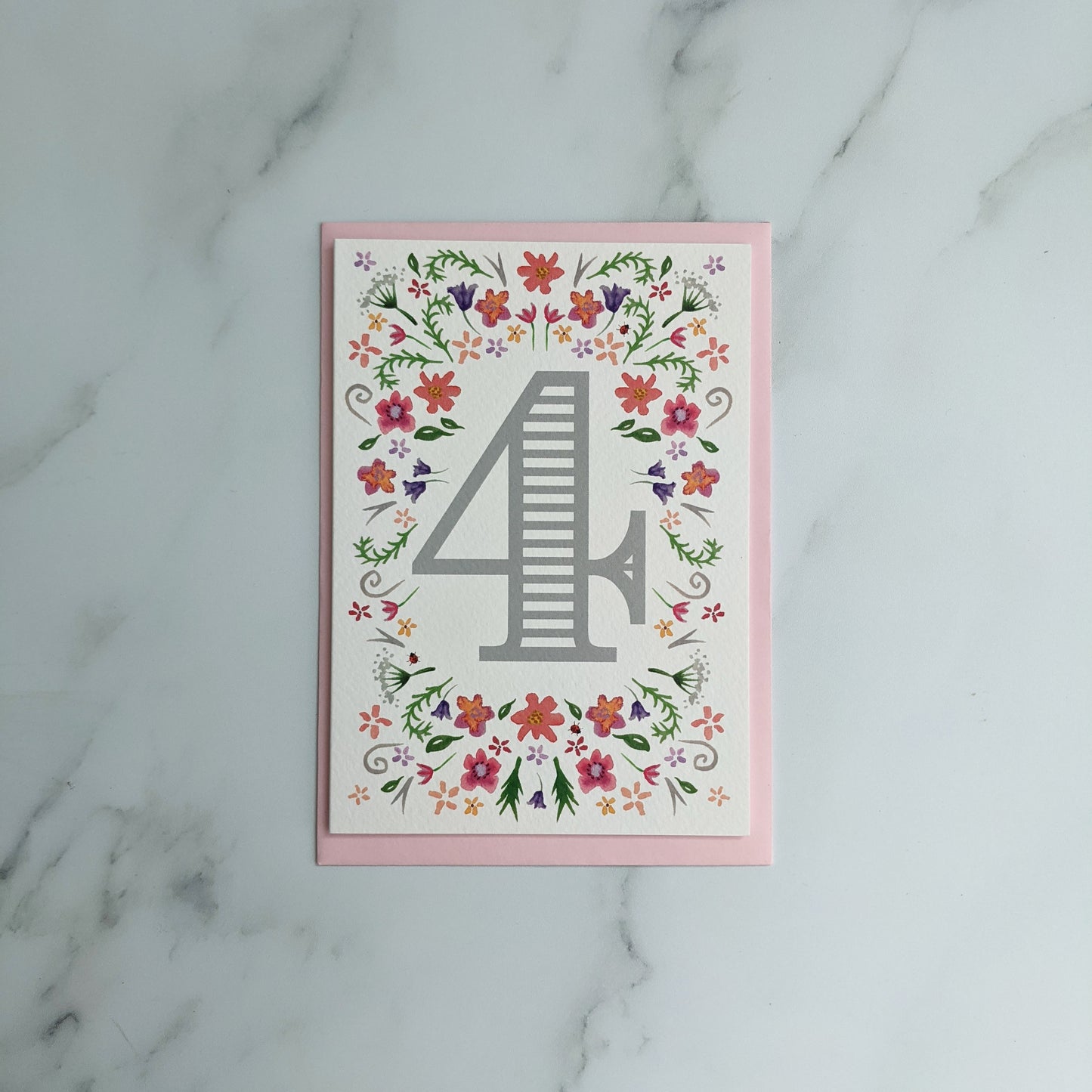 Greetings card - Milestone Floral '4'