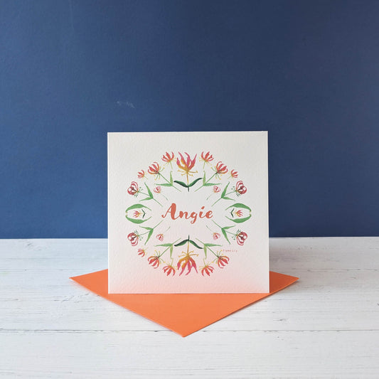 Personalised Greetings Card - Flame Lily