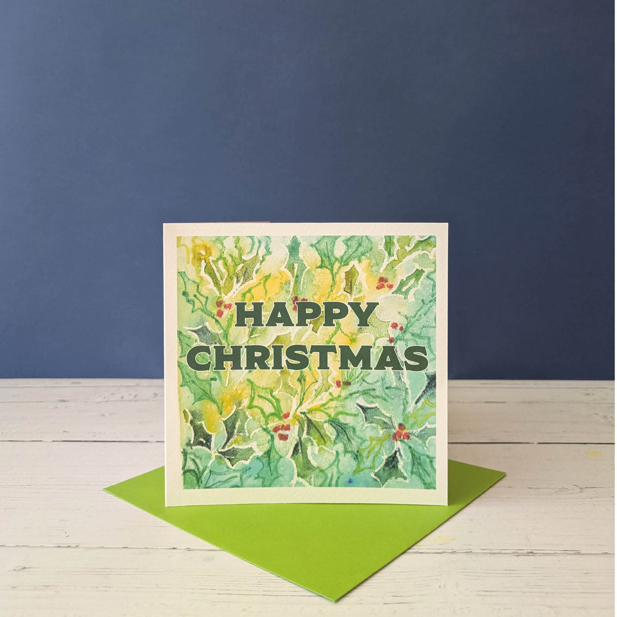 Christmas card - Holly - Square