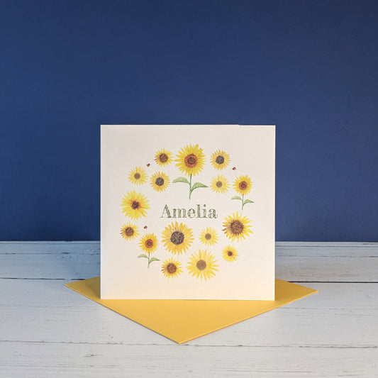 Personalised Greetings Card - Sunflowers