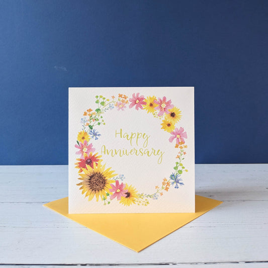 Personalised Summer Floral Wreath Greetings Card