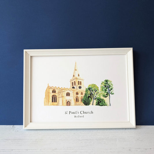 Watercolour Art Print - A Local Collection - St Paul's Church, Bedford