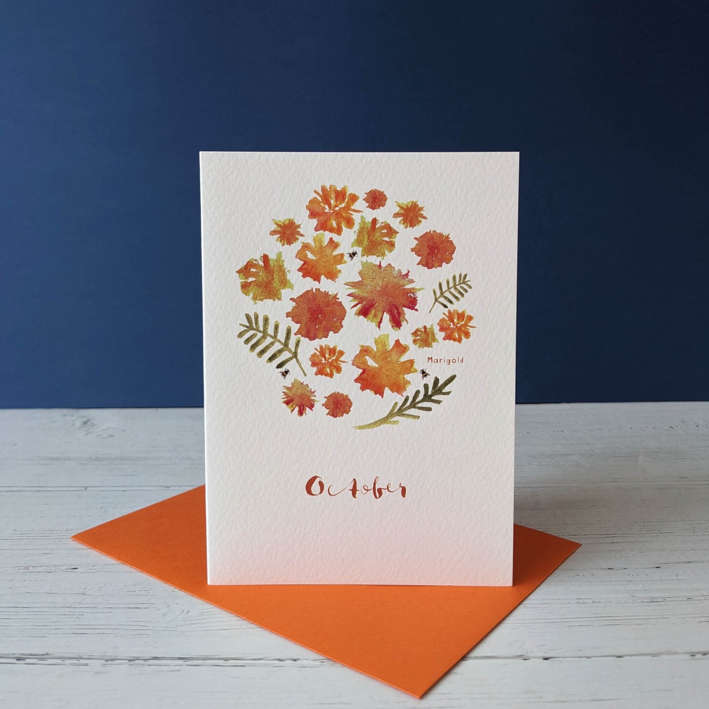 Greetings card - Marigold - October birth flower