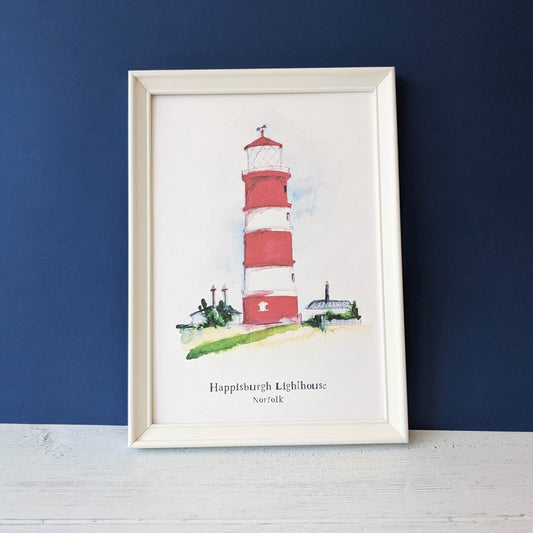 Watercolour Art Print - A Local Collection - Happisburgh Lighthouse, Norfolk