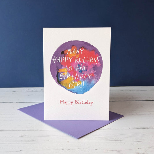 Greetings card - Many Happy Returns- Happy Birthday