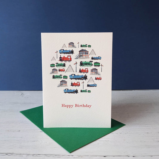 Greetings card - Trains & Tracks - Happy Birthday