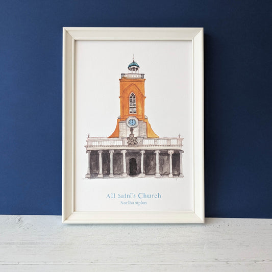 Watercolour Art Print - A Local Collection - All Saint's Church, Northampton