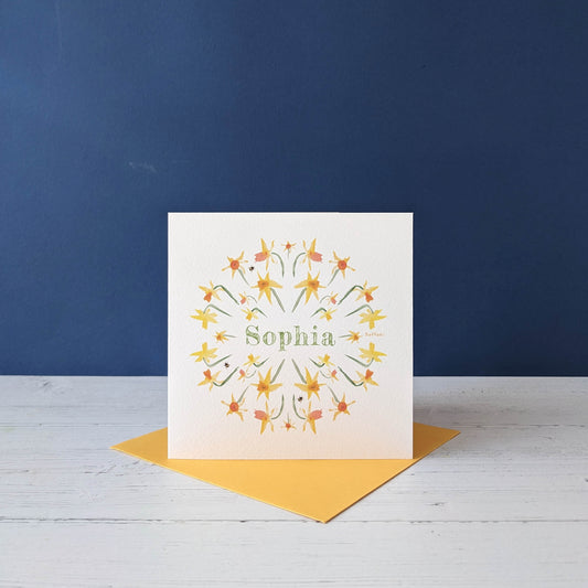 Personalised Greetings Card - Daffodil - March birth flower