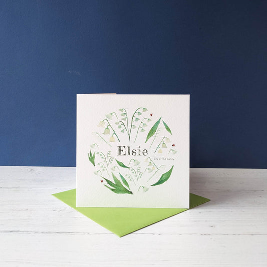 Personalised Greetings Card - Lily of the Valley - May birth flower