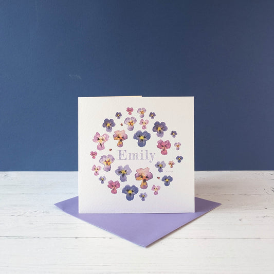 Personalised Greetings Card - Violet - February birth flower