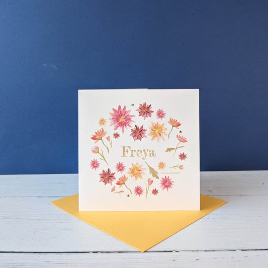 Personalised Greetings Card - Chrysanthemum - November birth flower