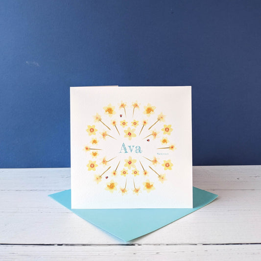 Personalised Greetings Card - Narcissus - December birth flower