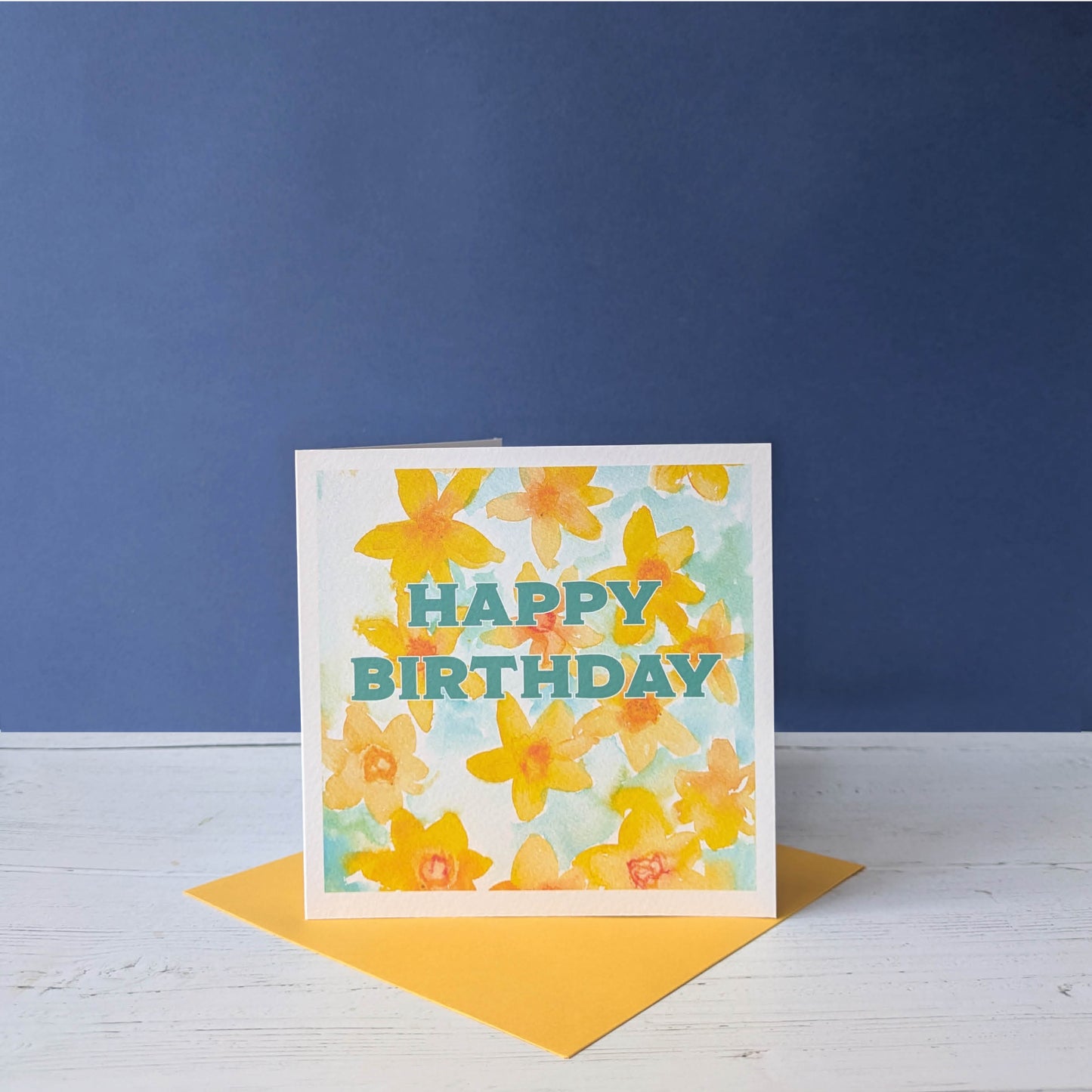 Square Greetings Card - Floral - Daffodils - Happy Birthday