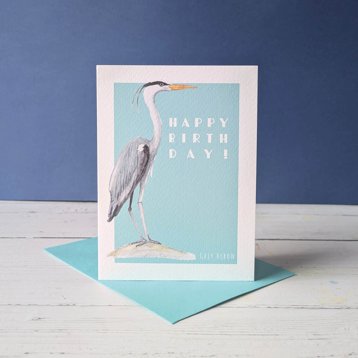 Greetings card - Grey Heron - Happy Birthday