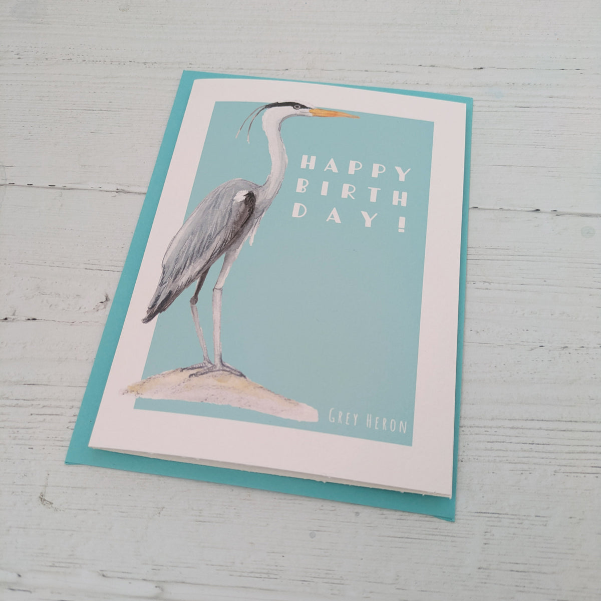 Greetings card - Grey Heron - Happy Birthday