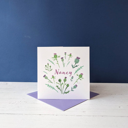 Personalised Greetings Card - Thistle