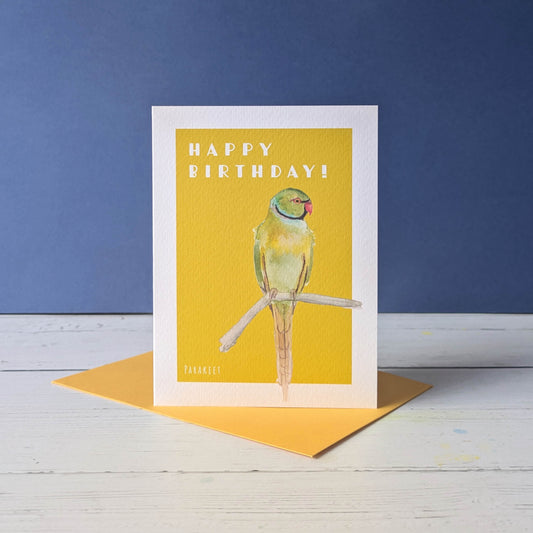 Greetings card - Parakeet- Happy Birthday