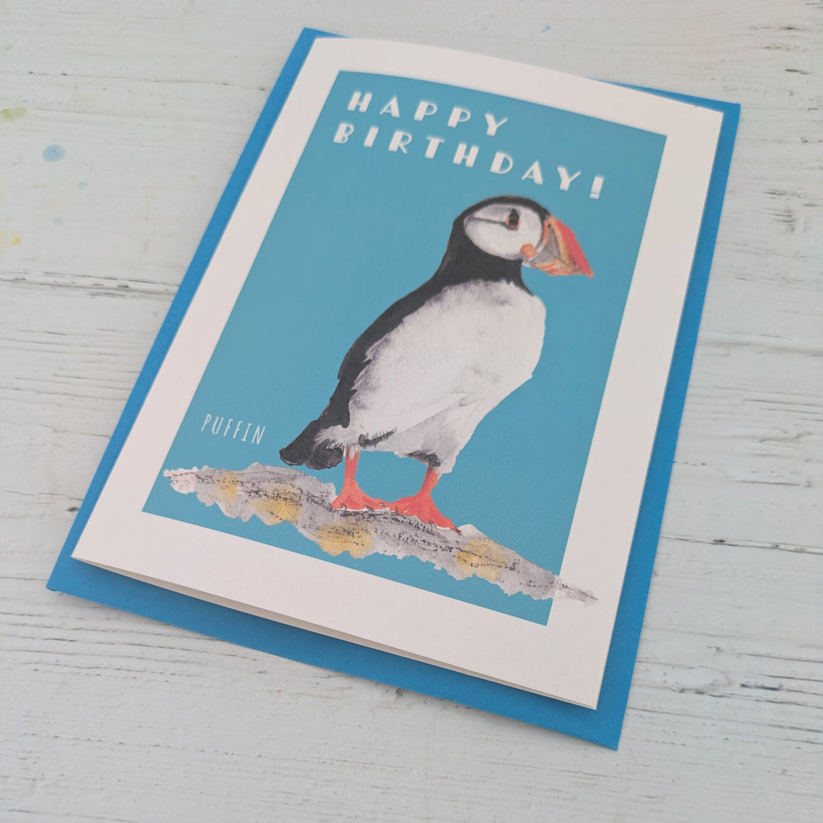 Greetings card - Puffin- Happy Birthday