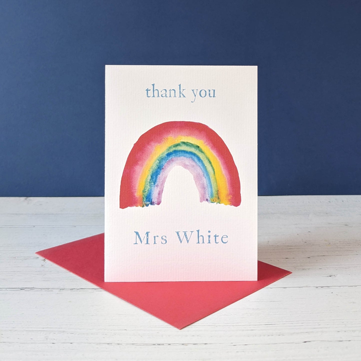 Personalised greetings card - Rainbow - Thank you Teacher