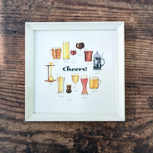 Watercolour Art Print - Beers Glasses